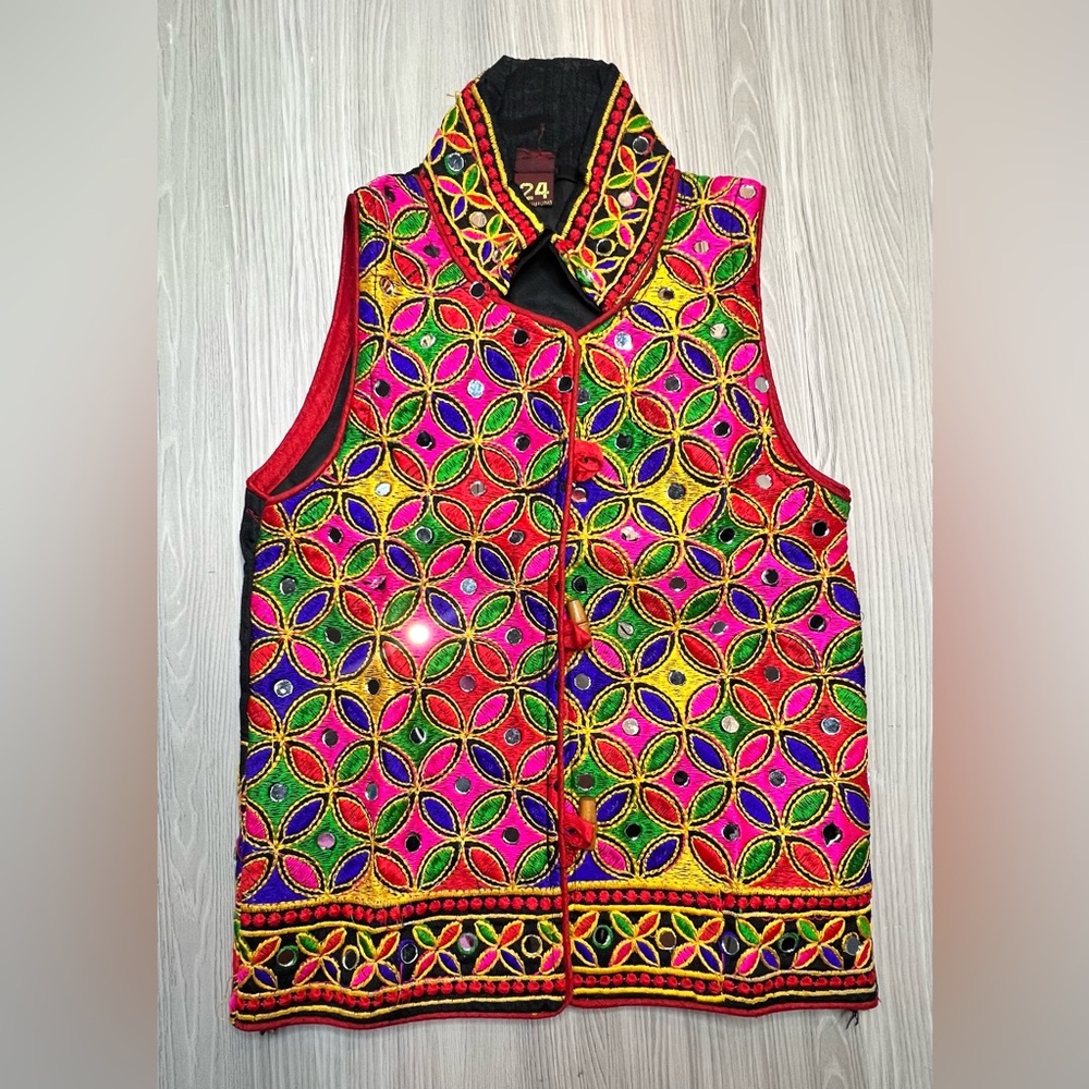 SOLD Kids Indian Embroidered Mirror Work Vest Koti Ethnic Jacket Boy Girl